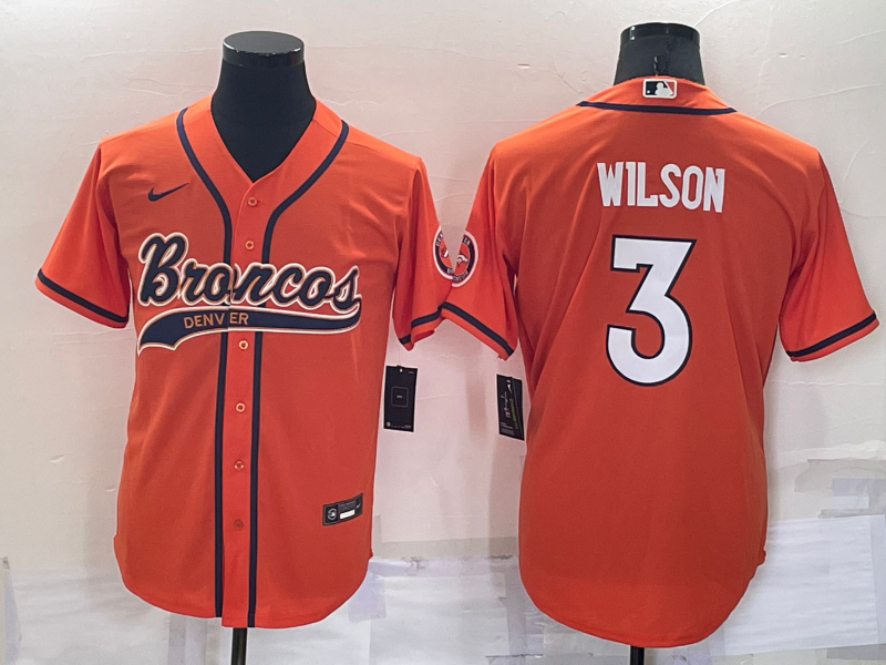 Men's Denver Broncos Russell Wilson #3 Orange Jersey Joint Edition